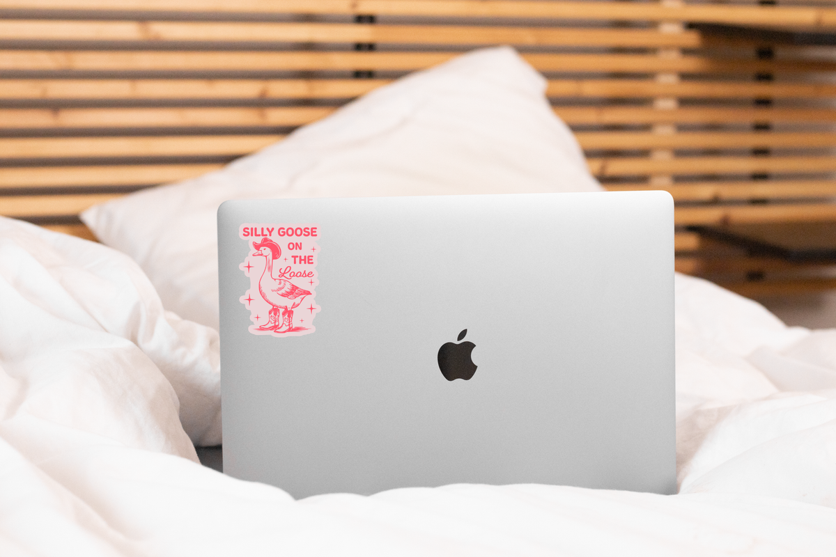 Silly Goose on the Loose Sticker - cute, funny, cowboy, bird