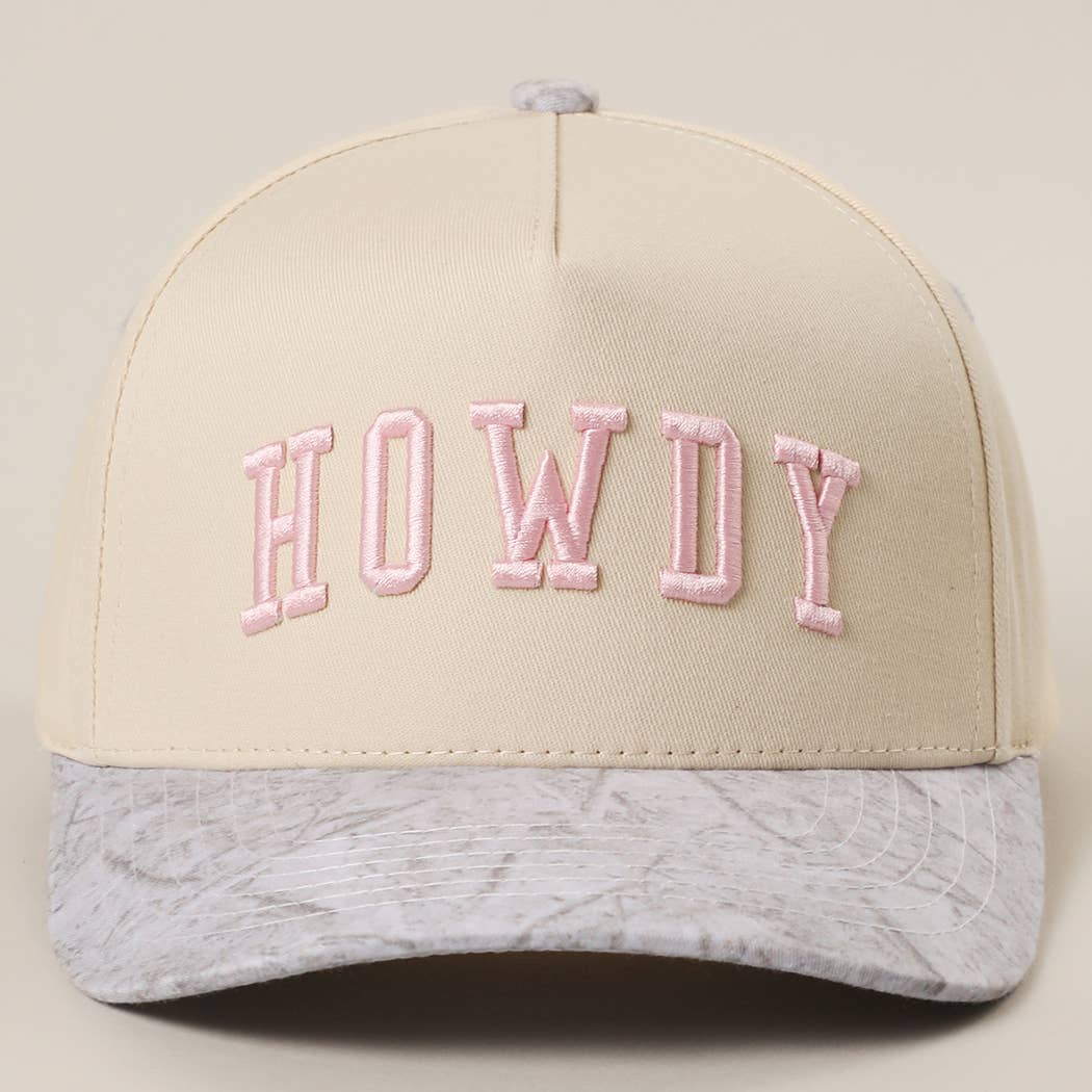HOWDY Embroidered Two-Tone WHITE CAMO Trucker Hat: WHITE CAMO / One Size