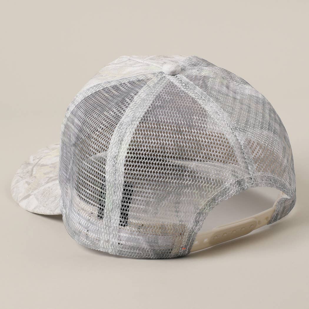 Cowboy Club Embroidery Patch Mesh Cap: BEIGE CAMO / ONE SIZE