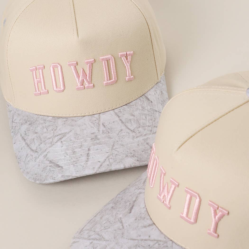 HOWDY Embroidered Two-Tone WHITE CAMO Trucker Hat: WHITE CAMO / One Size
