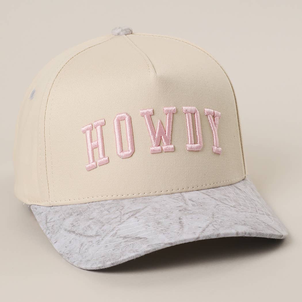 HOWDY Embroidered Two-Tone WHITE CAMO Trucker Hat: WHITE CAMO / One Size