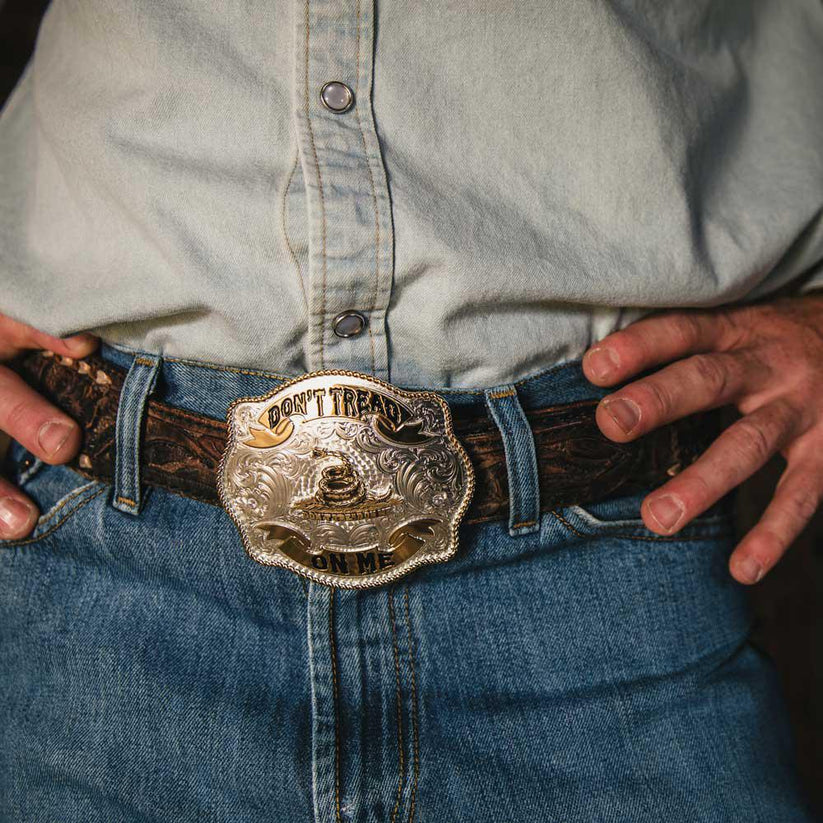 MONTANA SILVERSMITHS TWO TONE DONT TREAD ON ME BELT BUCKLE