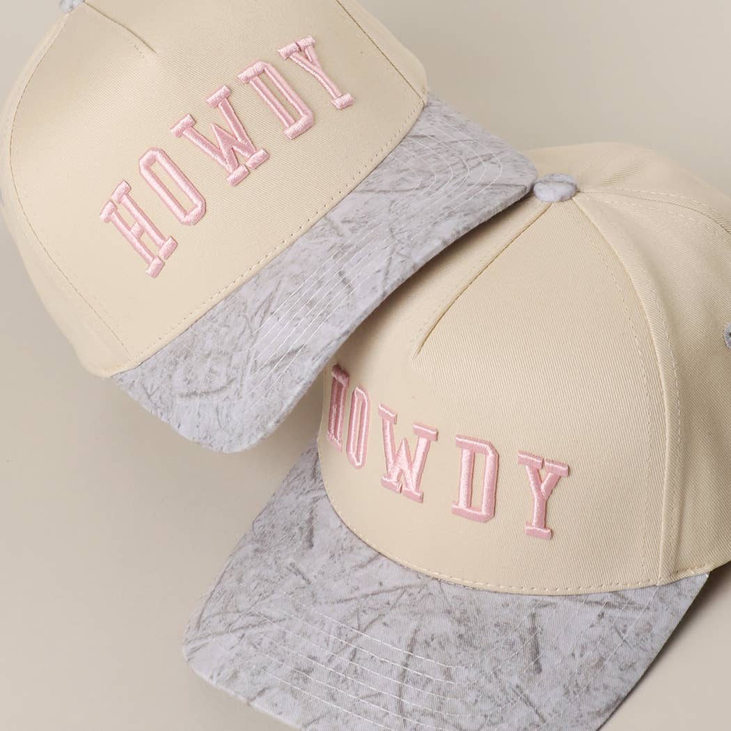 HOWDY Embroidered Two-Tone WHITE CAMO Trucker Hat: WHITE CAMO / One Size