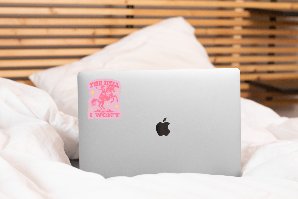 The Hell I Won't Sticker - cowgirl, western, Wild West, pink