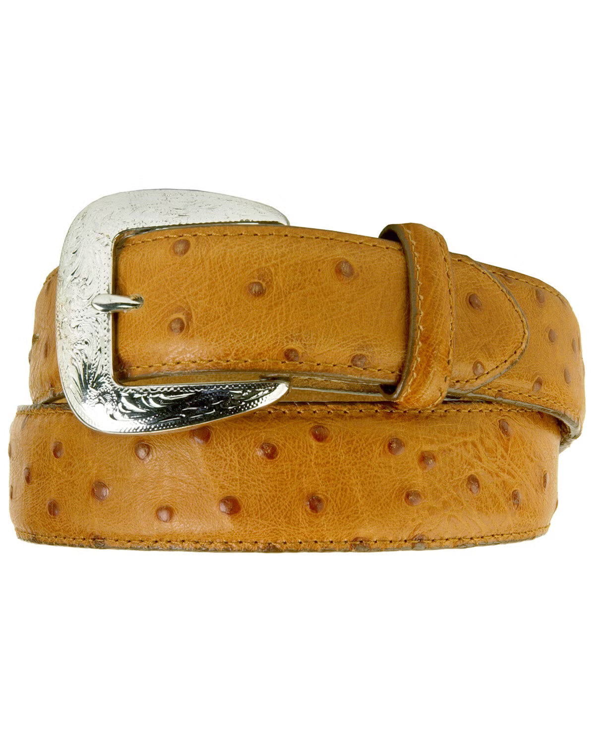 TONY LAMA MEN'S OSTRICH EMBOSSED LEATHER BELT