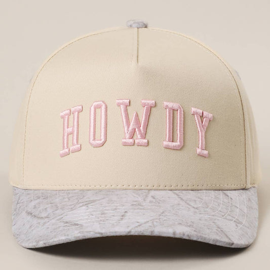 HOWDY Embroidered Two-Tone WHITE CAMO Trucker Hat: WHITE CAMO / One Size