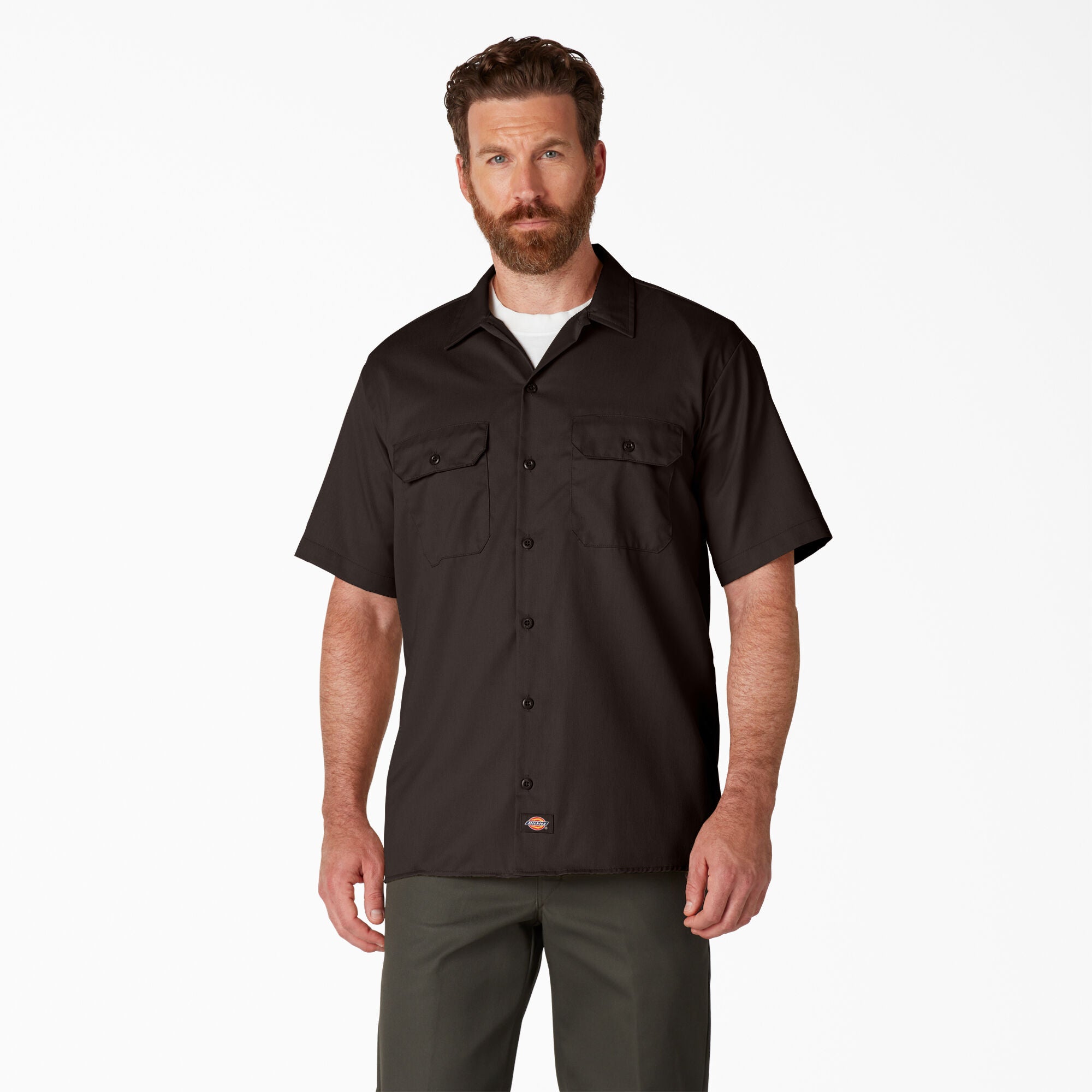 Dickies Short Sleeve Work Shirt, Dark Brown