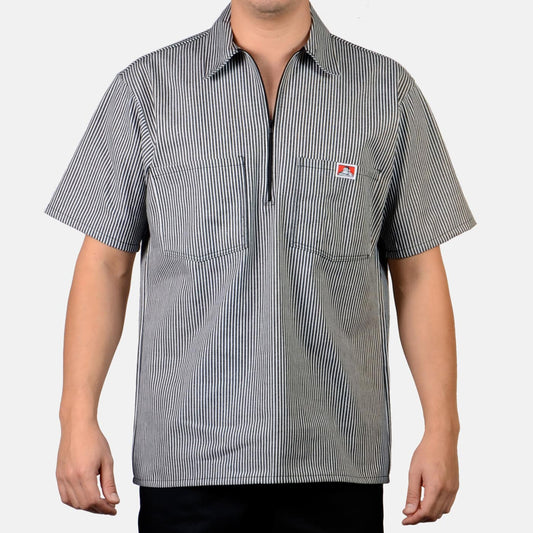 BEN DAVIS 1/2 ZIP BLACK STRIPE