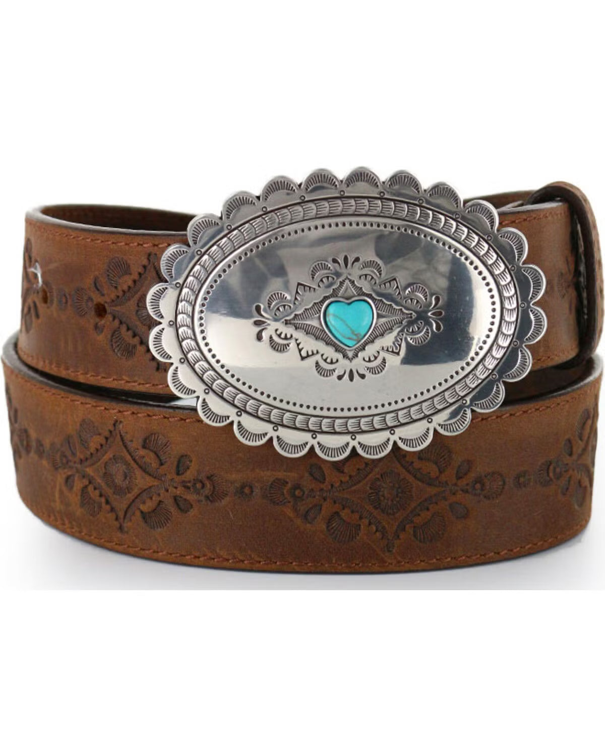 JUSTIN WOMEN'S NAVAJO HEART LEATHER BELT