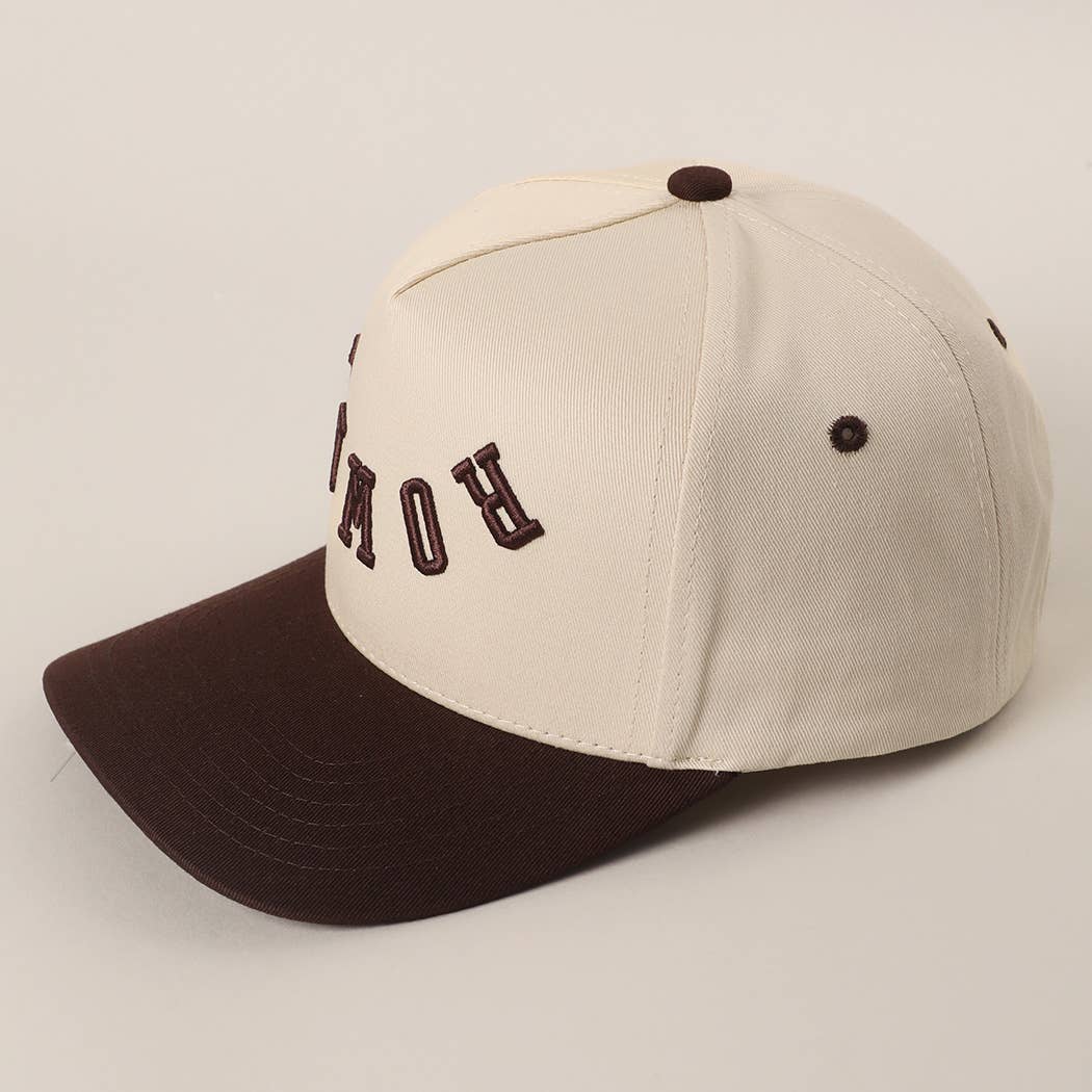 ROWDY Upside Down Embroidered Two-Tone Trucker Hat: BRN / ONE SIZE
