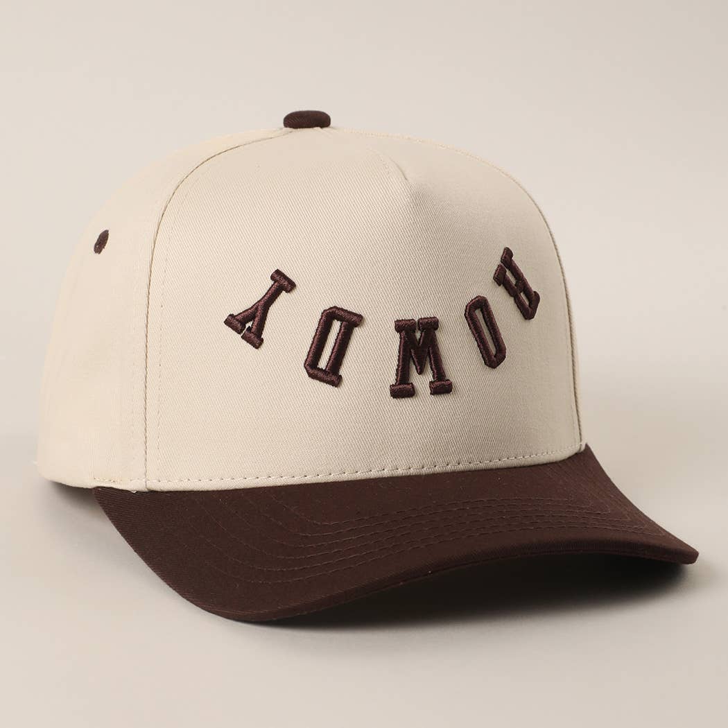 ROWDY Upside Down Embroidered Two-Tone Trucker Hat: BRN / ONE SIZE