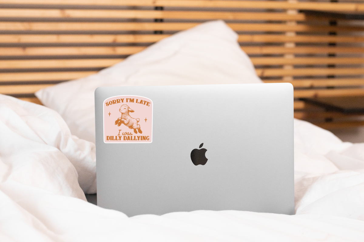 Sorry I'm Late I Was Dilly Dallying Sticker - lamb, cute