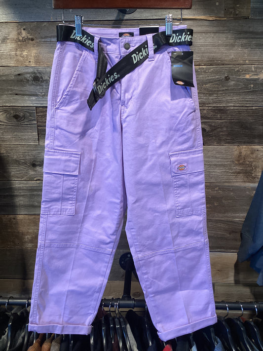 Dickies Relaxed Fit Lavender Canvas Pant with Black Belt