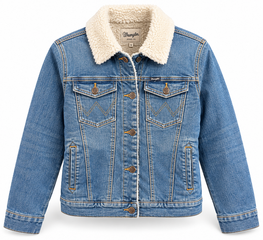 Wrangler Women’s Sherpa Lined Denim Button Down Jacket