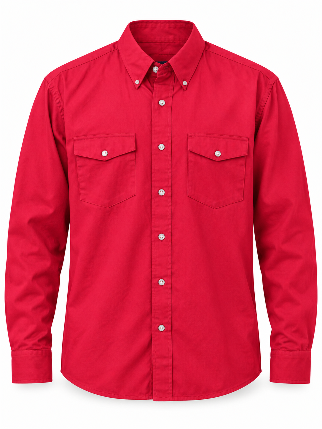 Wrangler Shirts: Men's Red MP3522 R Twill Long Sleeve Western Shirt