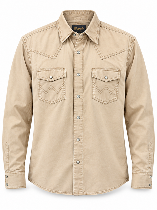Wrangler Men’s Retro Premium Pigment Dyed Twill Western Snap Shirt
