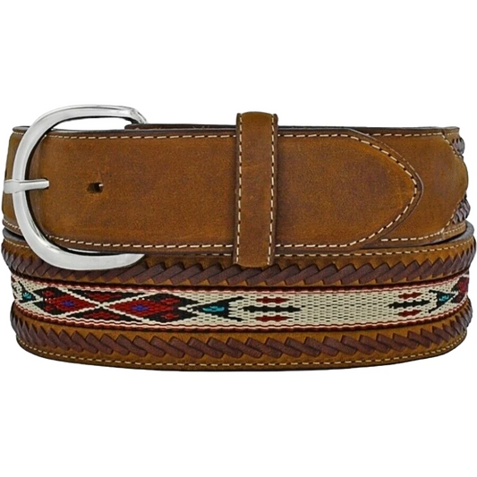 Tony Lama Men's Laced Edge Horse Hair Ribbon Bark Belt 5A109