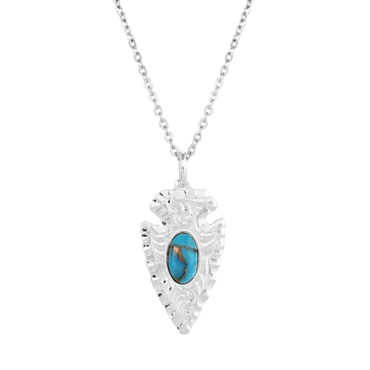 MONTANA SILVERSMITHS LADIES CHISLED ARROWHEAD SILVER TORUOISE NECKLACE