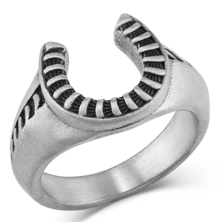 MONTANA SILVERSMITHS STRIKING EDGE LUCKY HORSESHOE RING