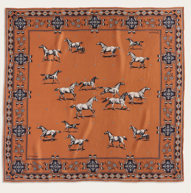 HERD OF HORSES SILK SCARF - RUST