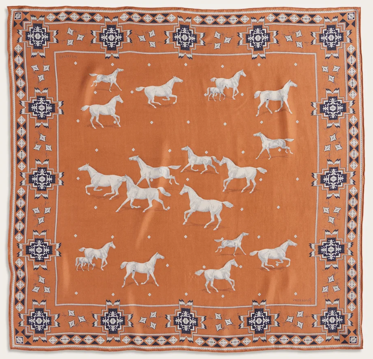 HERD OF HORSES SILK SCARF - RUST