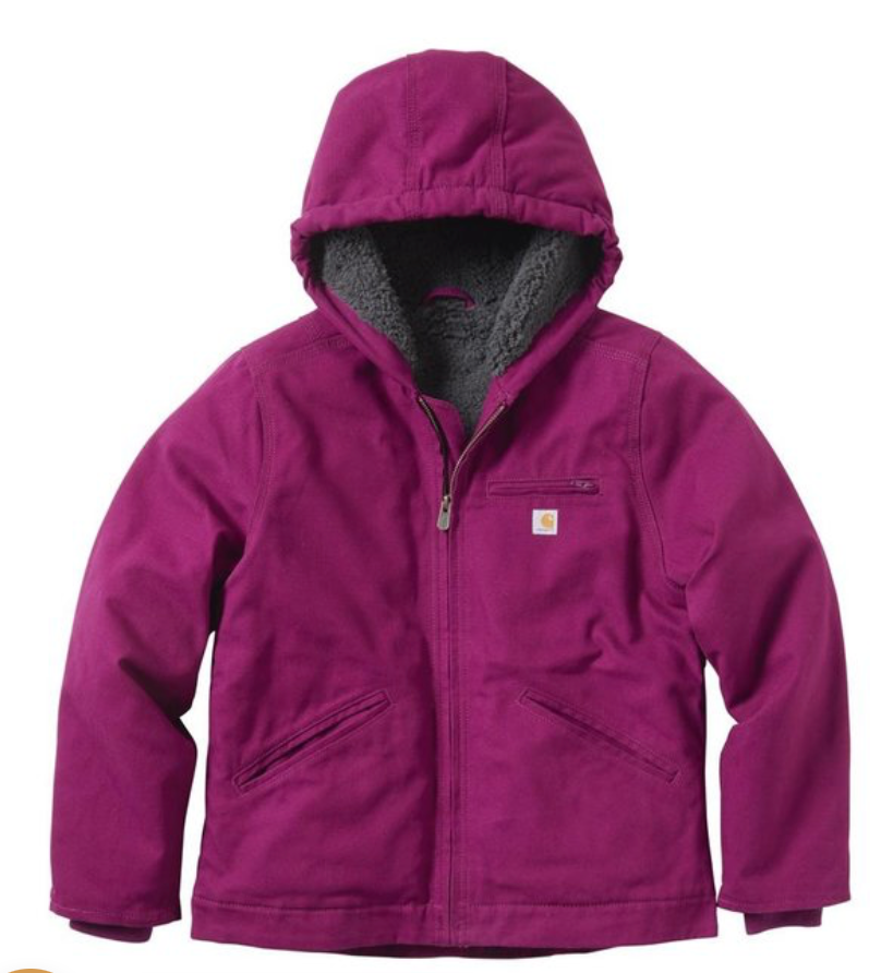 Carhartt Girls Canvas Insulated Hooded Jacket - PLUM CASPIA 560