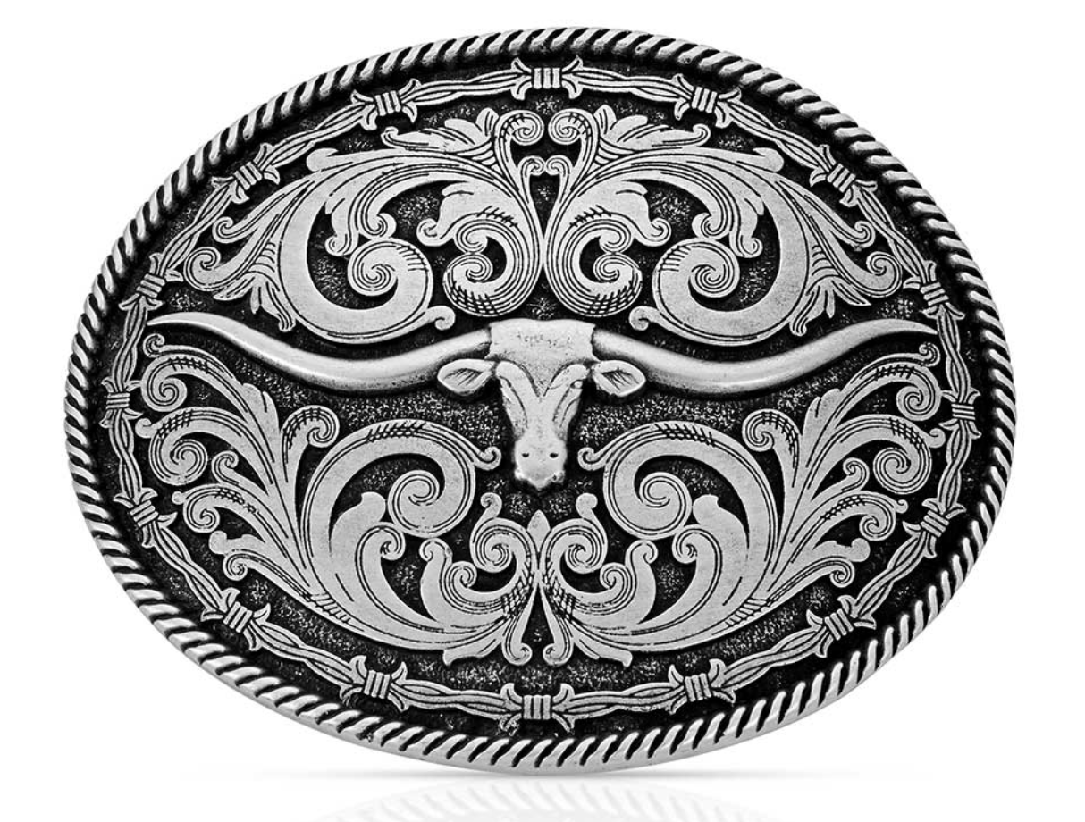 Rope and Barbed Wire Longhorn Classic Impressions Attitude Buckle