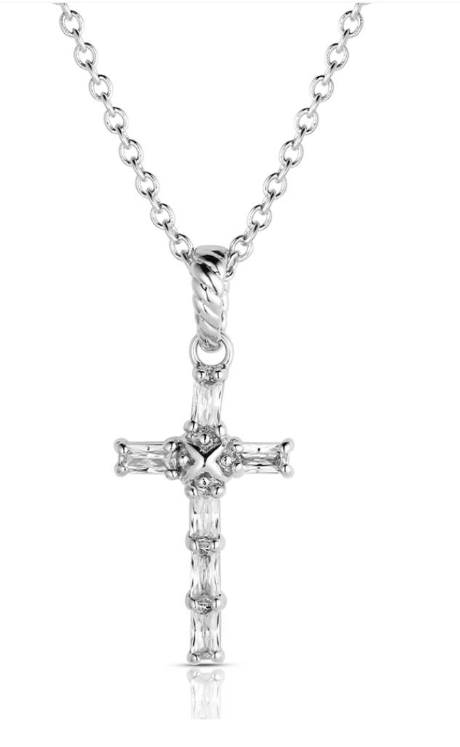 Acadian Cross Baguette Necklace