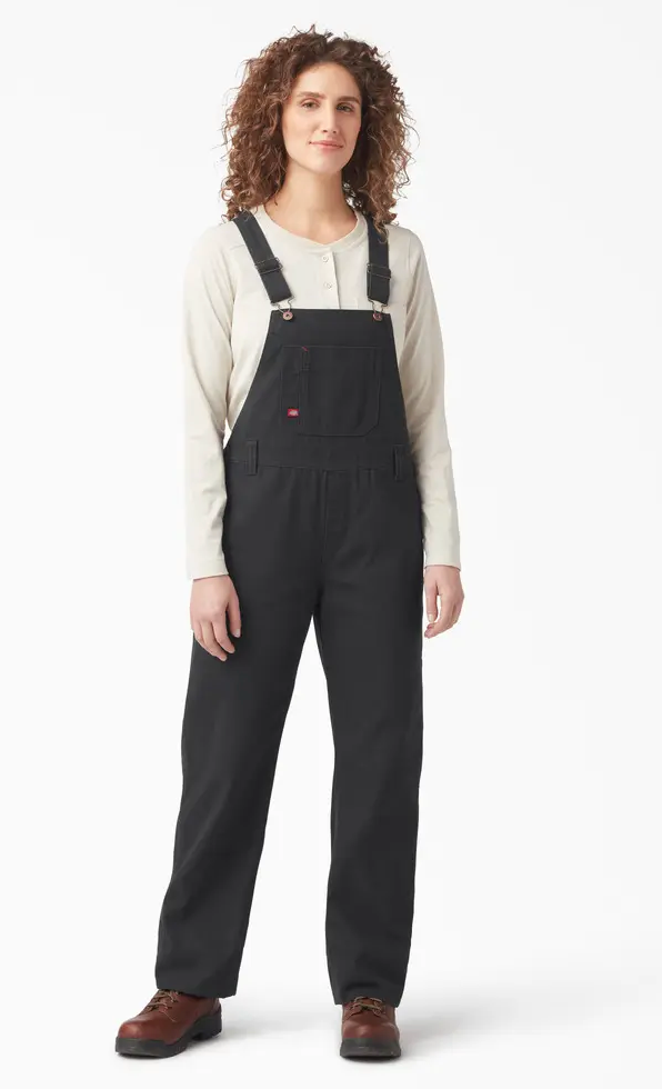Dickies Womens Relaxed Bib Overall, Rinsed Black - FB206