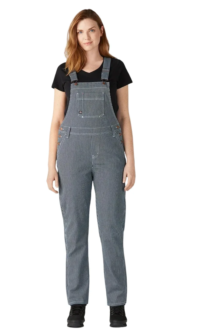Women's Hickory Stripe Boyfriend Fit Bib Overalls