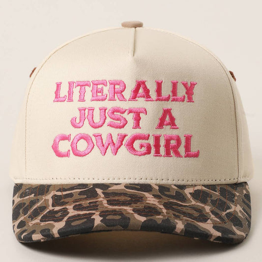 LITERALLY JUST A COWGIRL Leopard Trucker Hat: LEOPARD-HOT PINK / One Size