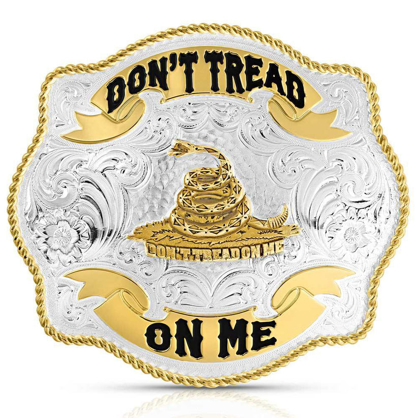 MONTANA SILVERSMITHS TWO TONE DONT TREAD ON ME BELT BUCKLE