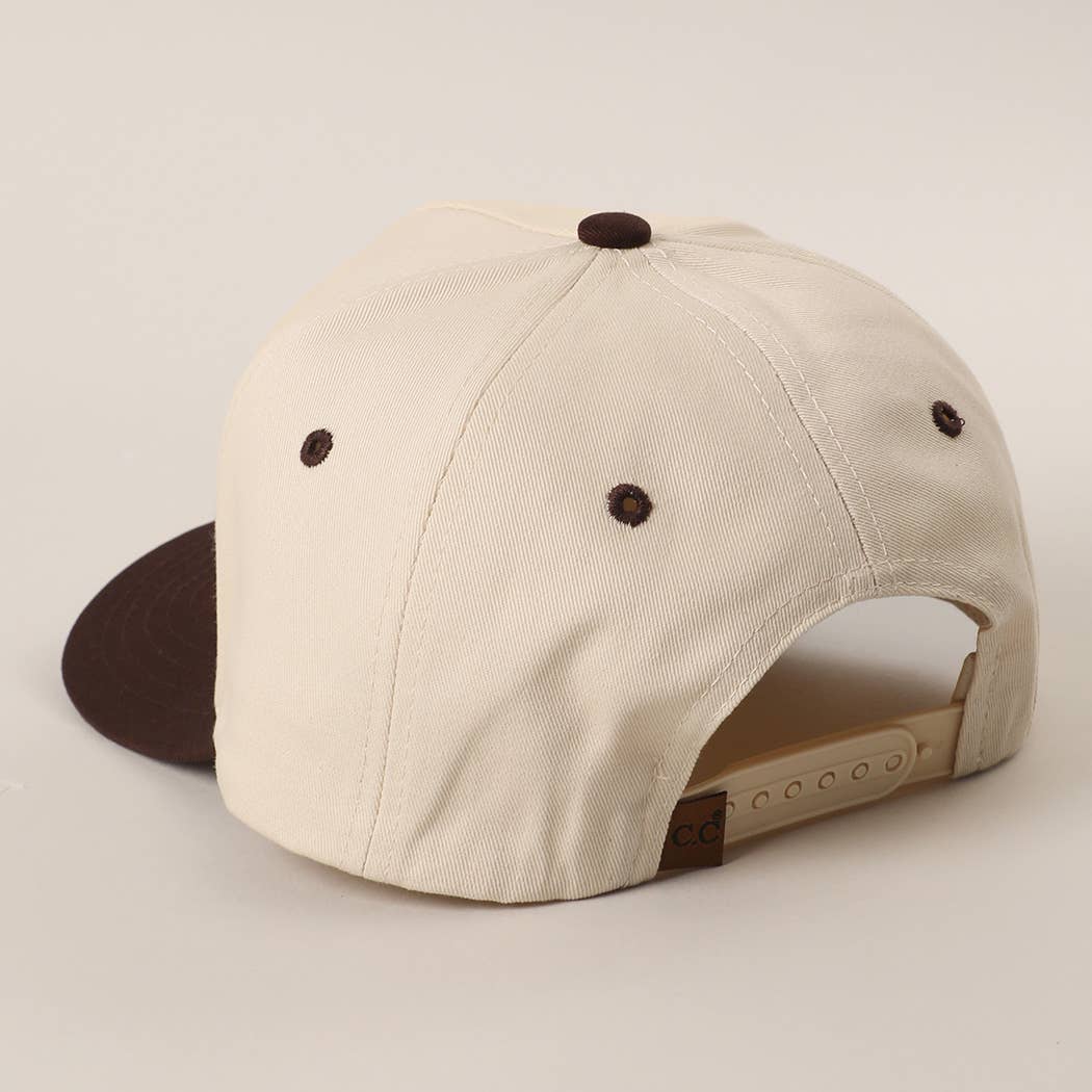 ROWDY Upside Down Embroidered Two-Tone Trucker Hat: BRN / ONE SIZE