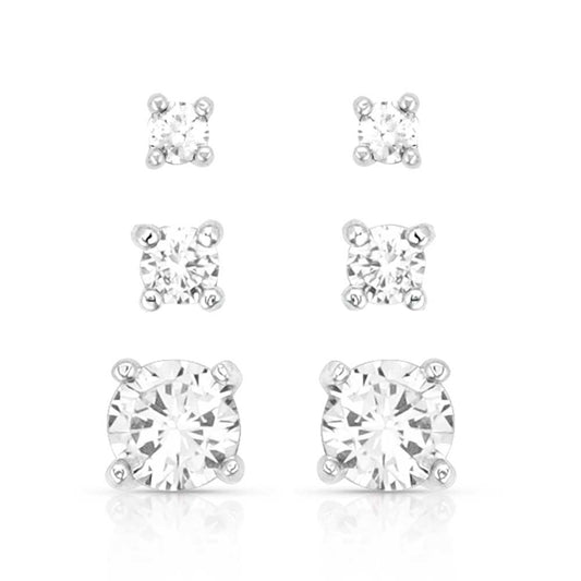 Shine Bright Triple Crystal Post Earring Set