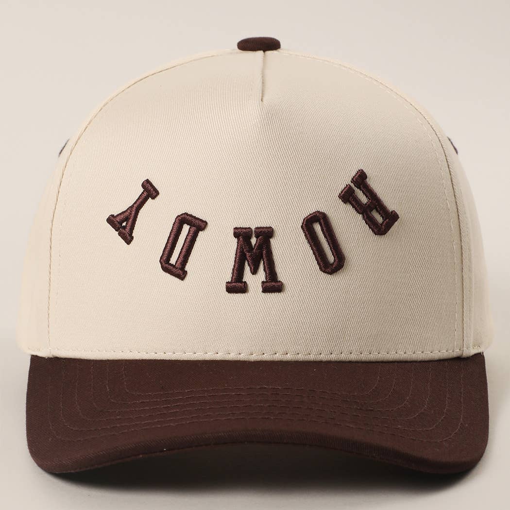 ROWDY Upside Down Embroidered Two-Tone Trucker Hat: BRN / ONE SIZE