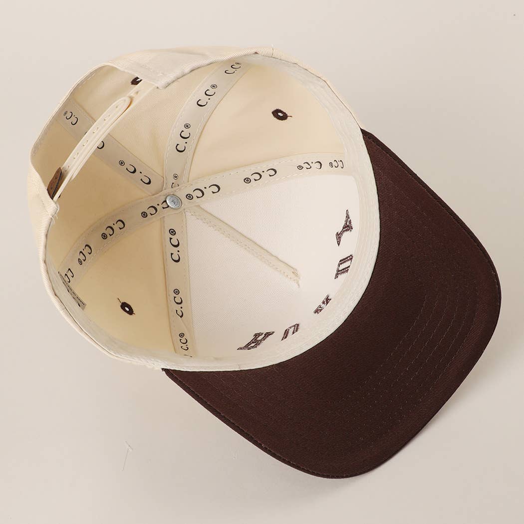 ROWDY Upside Down Embroidered Two-Tone Trucker Hat: BRN / ONE SIZE