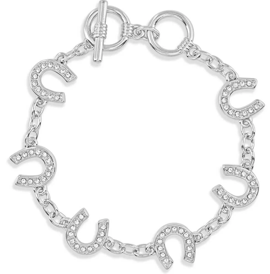 MONTANA SILVERSMITHS CRYSTAL CLEAR LUCKY HORSESHOE LINK BRACELET