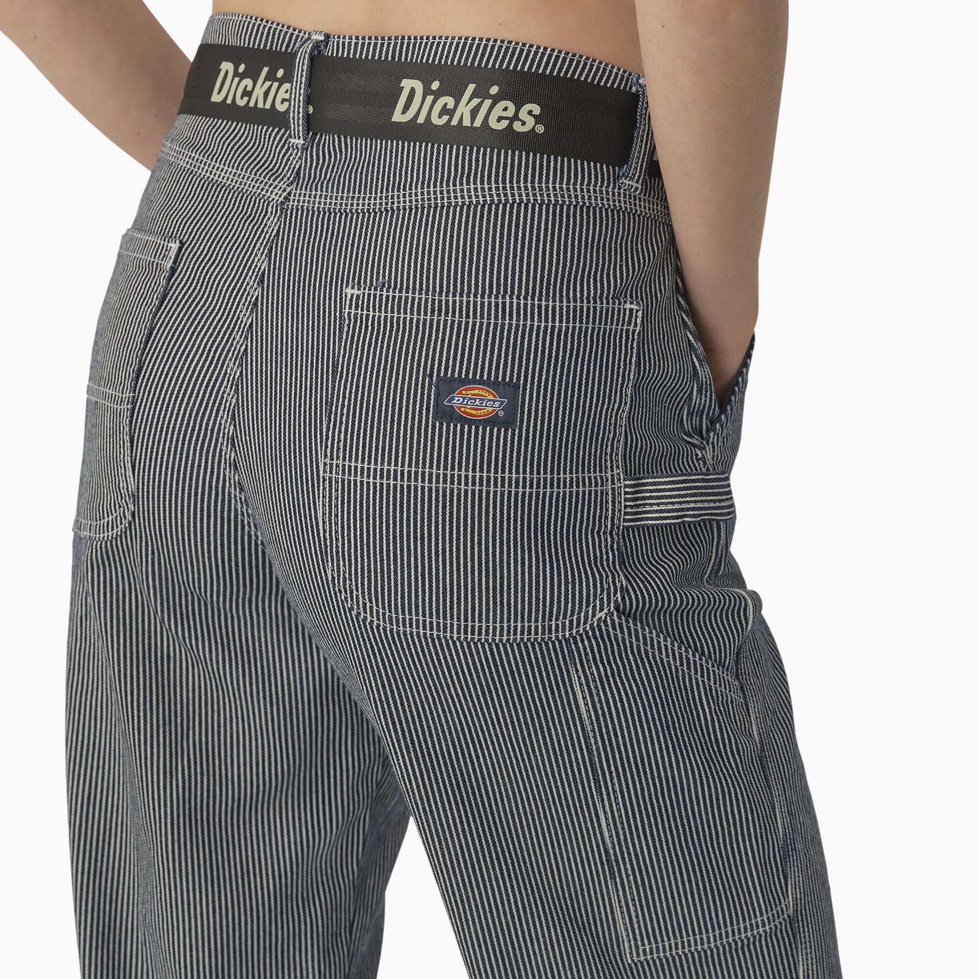 Dickies Women's High Waisted Carpenter Pants, Hickory Stripe