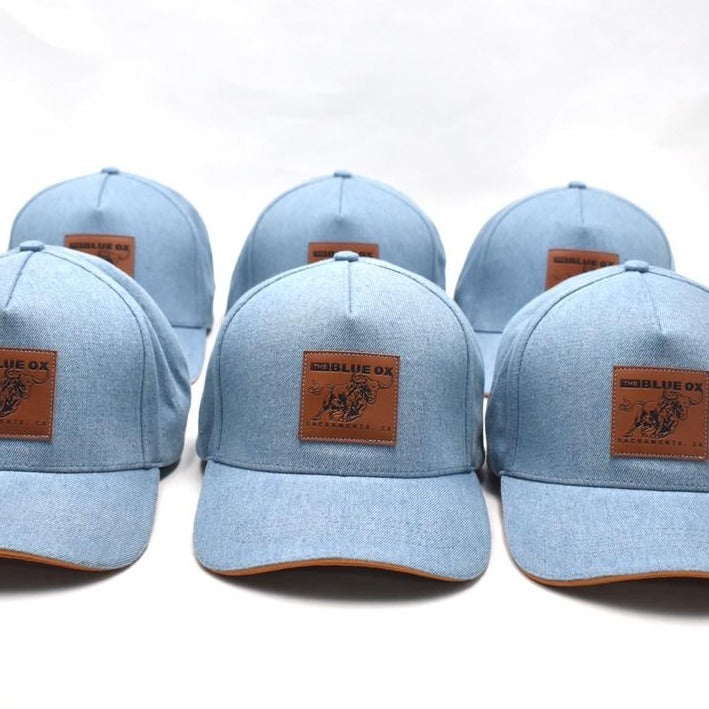THE BLUE OX LEATHER PATCH HAT-CLASSIC DENIM