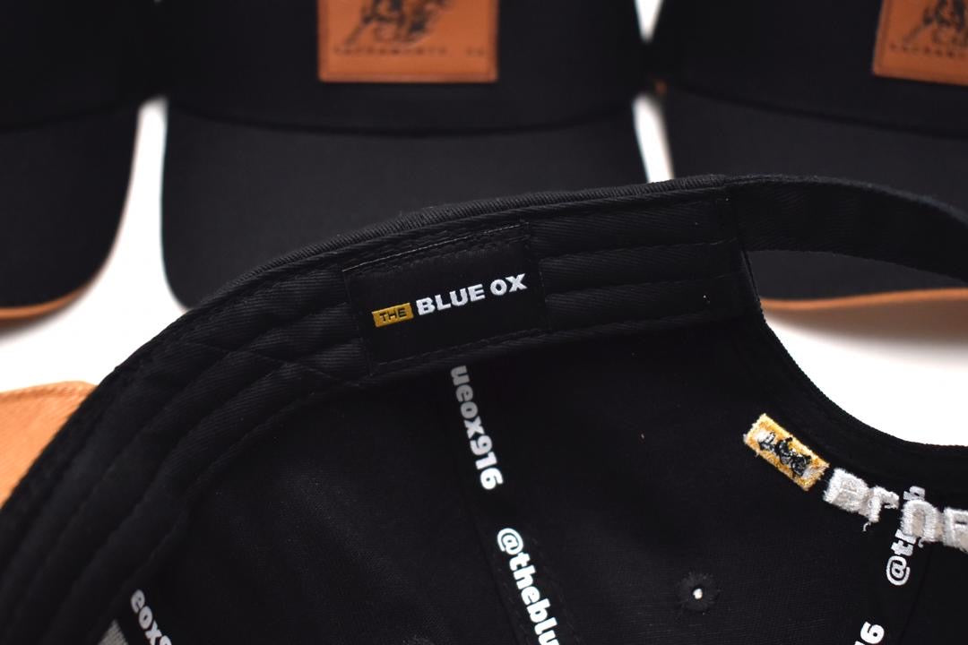 THE BLUE OX LEATHER PATCH HAT-BLACK